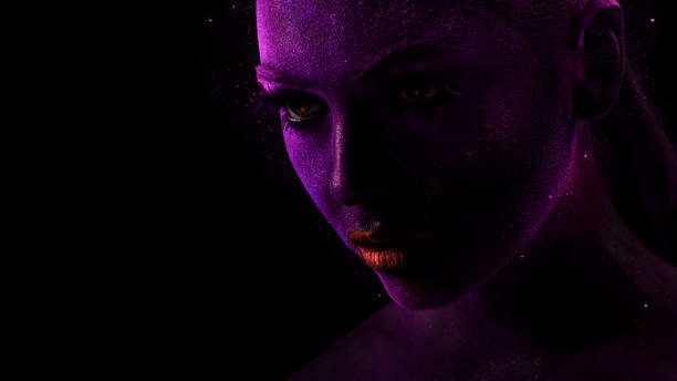 istock Mysterious woman with dark violet skin 1159640445