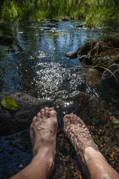 istock Naked man feet in the wild 1159641419