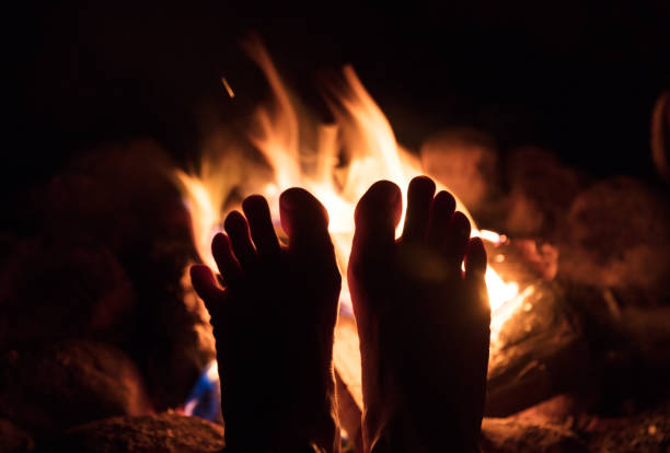 Naked man feet in the wild