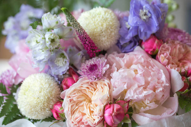 istock Bouquet of flowers closeup background. 1159642004