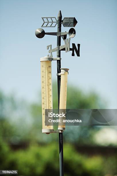 Garden Weathercock And Thermometer Stock Photo - Download Image Now - Climate, Cold Temperature, Color Image