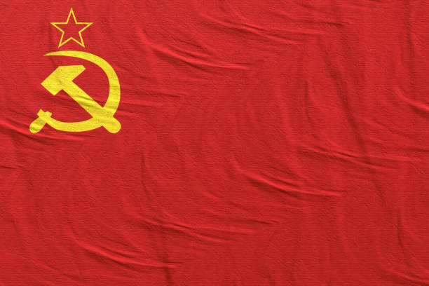 Old Soviet Union flag 3d rendering of an old soviet flag former soviet union stock pictures, royalty-free photos & images