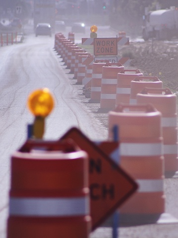 Work Zone Traffic Control along a Highway in Perris California