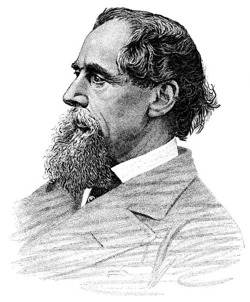 Charles Dickens Engraving from 1894 showing the author, Charles Dickens. charles dickens stock illustrations