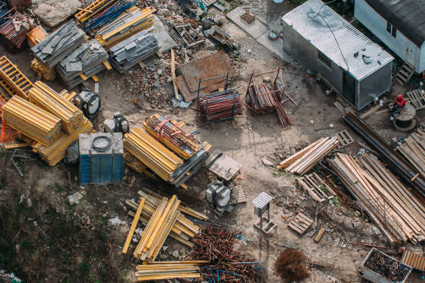 istock Top view of construction site area with equipment for building 1159647251