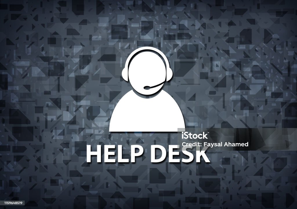 Help Desk Back View Help Desk Black Background Stock Illustration - Download Image Now ...