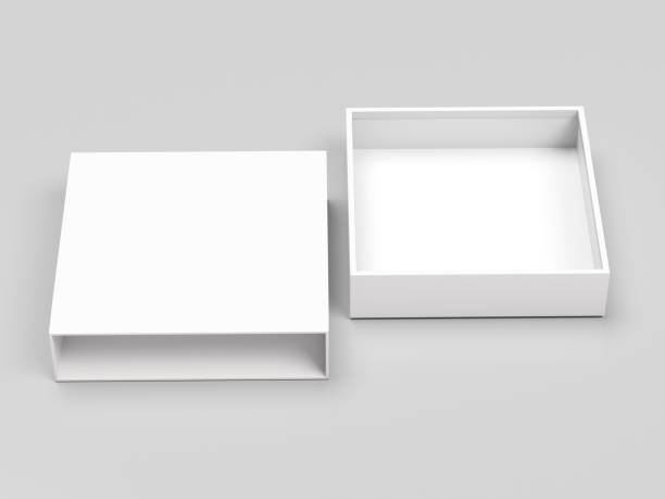 istock Slider box. White blank open box mock up. On gray background. 3d rendering illustration 1159648690