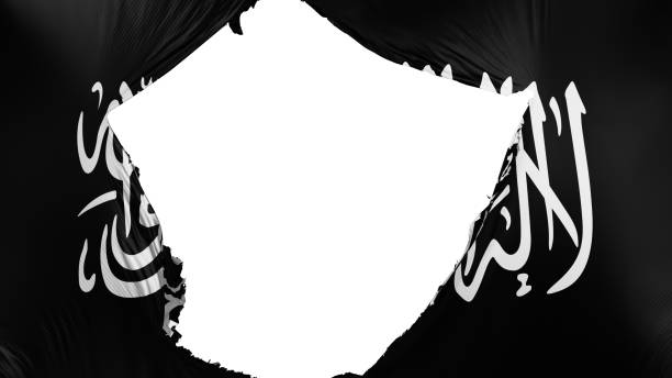 pęknięta czarna flaga dżihadu - flag of jihad zdjęcia i obrazy z banku zdjęć