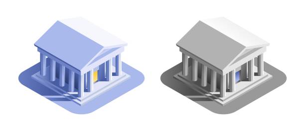 은행 빌딩 - bank column building exterior government stock illustrations