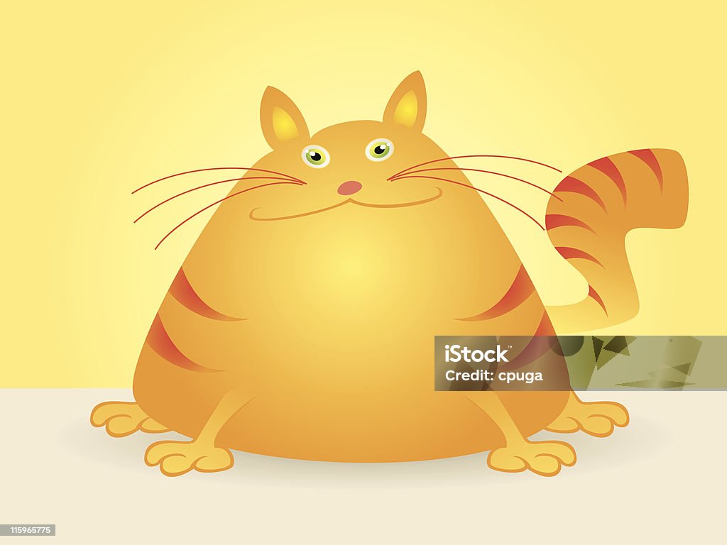 Kartun Vektor Kucing Gemuk Duduk Ilustrasi Stok - Unduh Gambar Sekarang