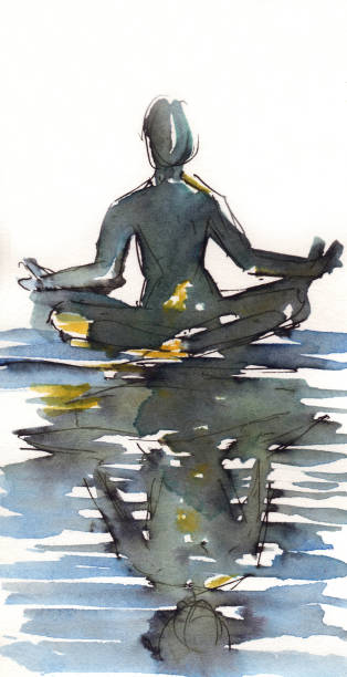 istock Yoga figure, watercolor paint 1159660058