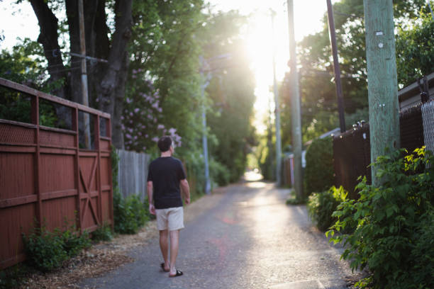 adult, Montreal, alley, sunset,