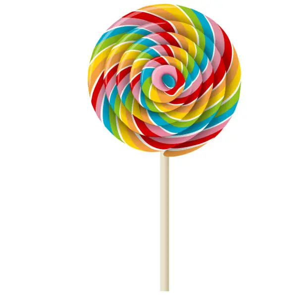 Vector illustration of rainbow swirl lollipop