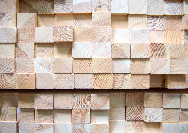barras de madeira empilhadas uma em outra em uma cremalheira - material variation timber stacking - fotografias e filmes do acervo