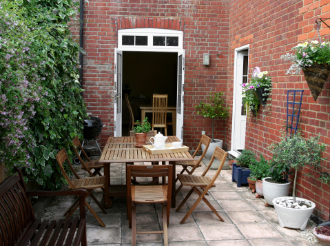 Cosy patio of an English Edwardian house.
