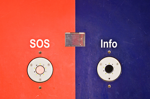 SOS (telephone) and Info button on machine