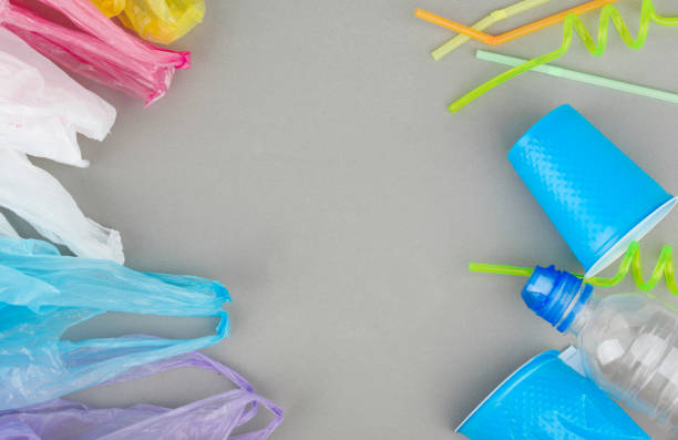istock Plastic ware, tubules, glasses, polyethylene bags, nature pollution 1159671287