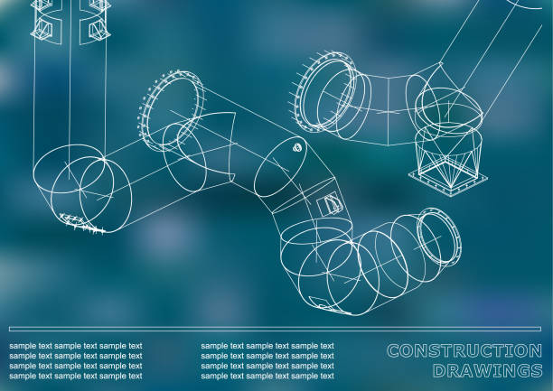 illustrazioni stock, clip art, cartoni animati e icone di tendenza di edificio. costruzioni metalliche. costruzioni volumetriche. design 3d - vehicle interior construction blueprint plan