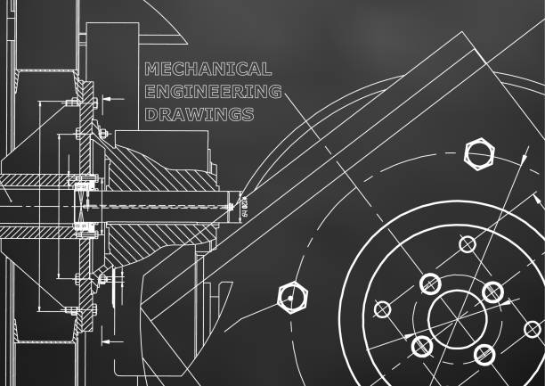 рисунок машиностроения. чертежи. механика. крышка - blueprint electrical component engineer plan stock illustrations