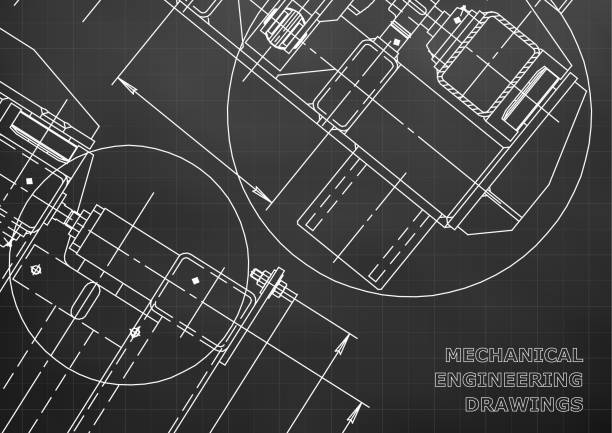 рисунок машиностроения. чертежи. механики. крышка - blueprint electrical component engineer plan stock illustrations