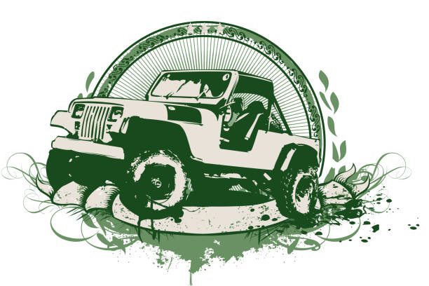 illustrations, cliparts, dessins animés et icônes de véhicule militaire vintage - tout terrain urbain