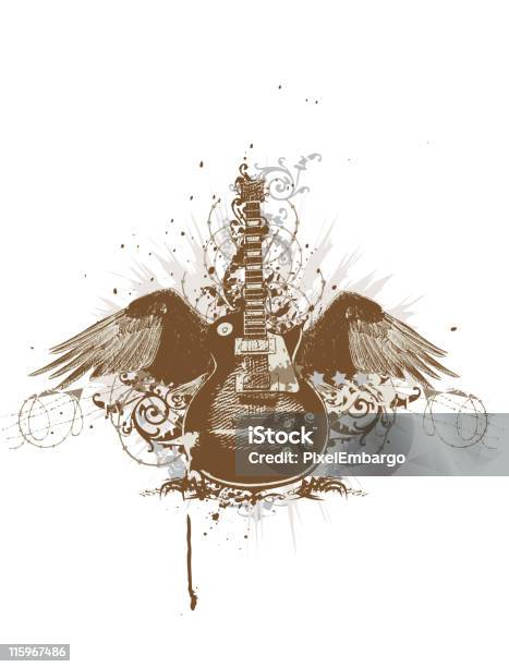 Flying Guitar Stock Illustration - Download Image Now - Guitar, Animal Wing, Flying