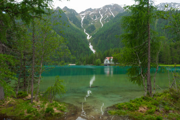 View of the Anterselva Lake, Sud Tirol, Italy. Taken on June 15, 2019 at late spring.