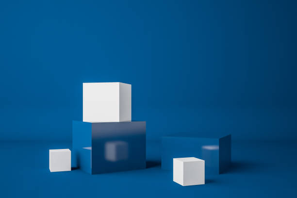 istock Blue and white cubes of all sizes 1159677615