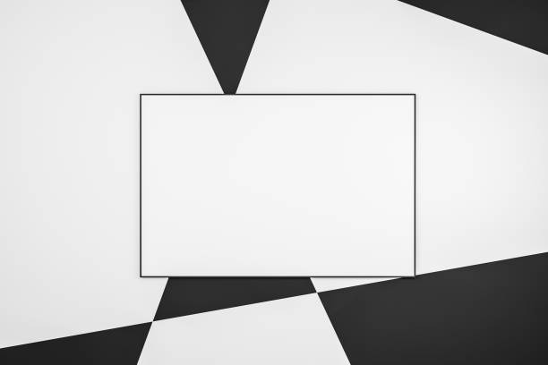 istock Horizontal mock up poster on black and white wall 1159680930