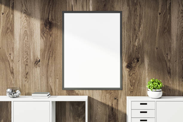 istock Poster on wooden wall with cabinet 1159681062
