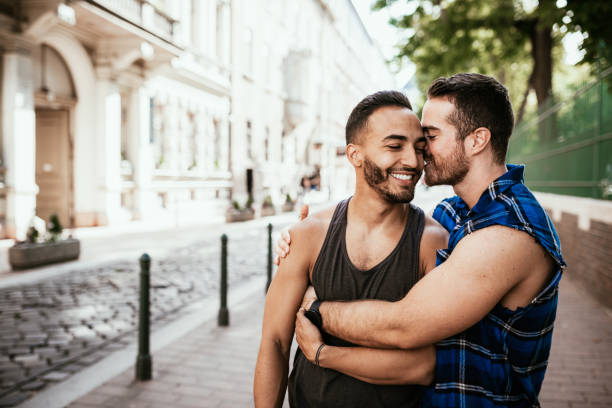 istock Romantic date between two men in the city. 1159681952