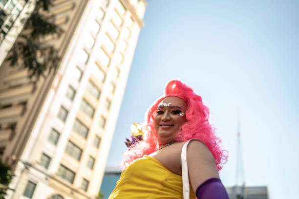 Happy and confident drag queen at pride parade