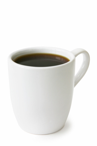 Mug of Black Coffee. Isolated on white with outline path.