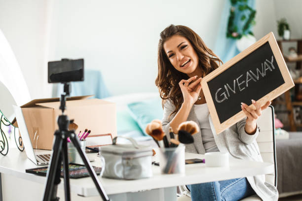 Make-up blogger doing a giveaway on live stream