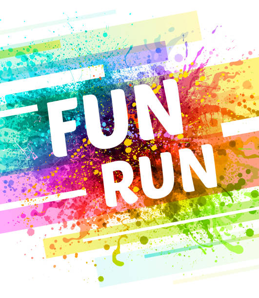 illustrations, cliparts, dessins animés et icônes de affiche fun run - marathon running jogging competition