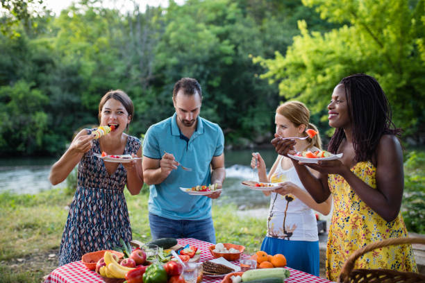 istock Healthy vegan eating in nature 1159705123