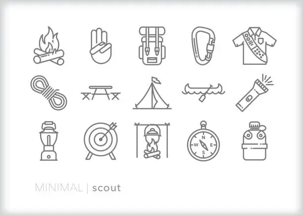 Vector illustration of Scout line icon set