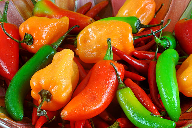 pimientos con opciones frías y calientes - mixed pepper fotografías e imágenes de stock