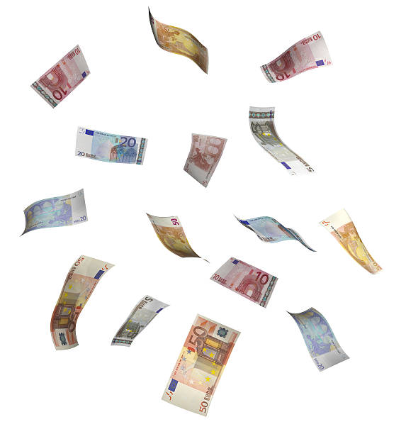 pieniądze deszcz - european union euro note obrazy zdjęcia i obrazy z banku zdjęć
