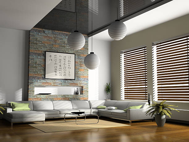 intérieur de maison représentation en 3d - photography decor blinds home interior photos et images de collection