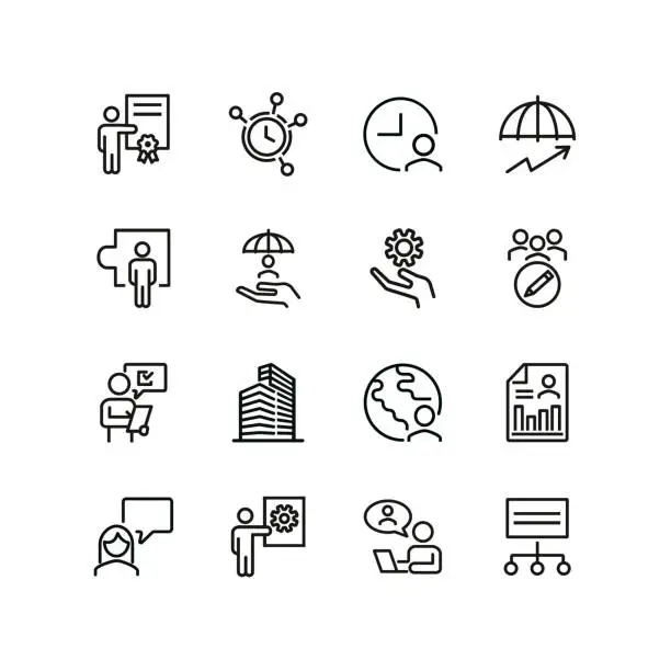 Vector illustration of Management consulting line icon set