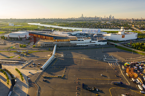 Rutherford, NJ, USA - June 22, 2019: Aerial photo Meadowlands Sports Complex Rutherford NJ