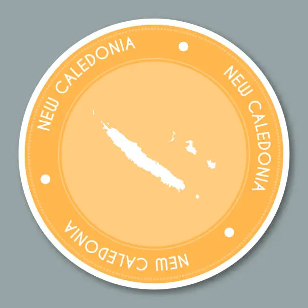 Vector illustration of New Caledonia label flat sticker design.