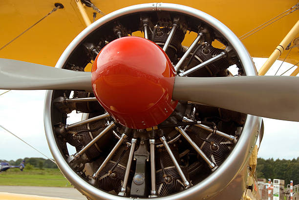 istock Propeller of an old, historical single-engine biplane 115973298