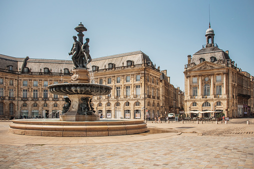 Place de la Bourse, one of the most famous landmarks in Bordeaux, France.