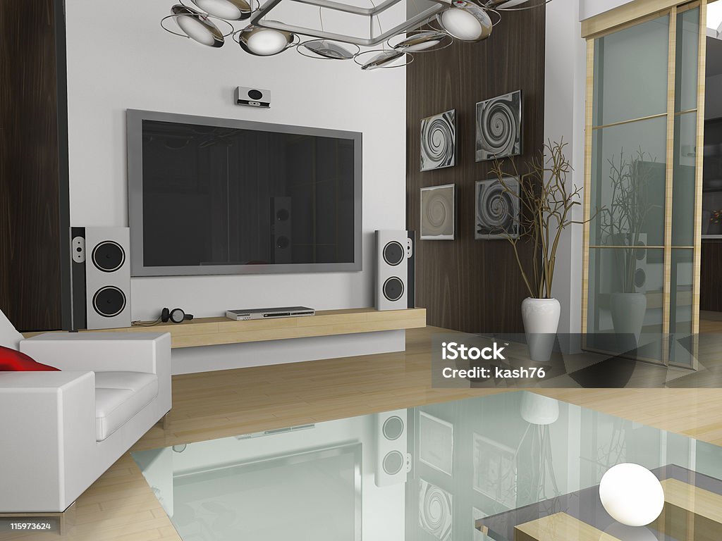 Modern interior of an apartment Exclusive interior of inhabited and working space Abstract Stock Photo