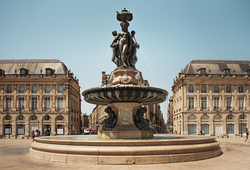 Place de la Bourse, one of the most famous landmarks in Bordeaux, France.
