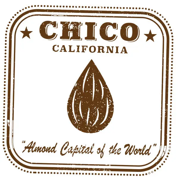 Vector illustration of Chico California Vintage Travel Stamp Graphic