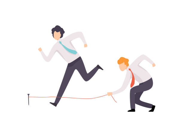 istock Envious Businessman Tripping His Successful Colleague, Business Competition, Rivalry Between Colleagues, Office Workers Challenging Vector Illustration 1159736838
