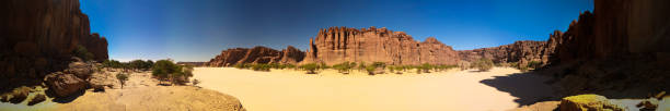 Panorama inside canyon aka Guelta d'Archei in East Ennedi, Chad 360 degree Panorama inside canyon aka Guelta d'Archei, East Ennedi, Chad ennedi massif photos stock pictures, royalty-free photos & images